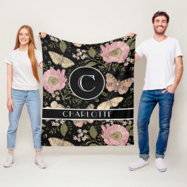 Manta Polar Monograma floral botánico de flores silvestres mod