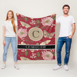 Manta Polar Monograma florero botánico moderno