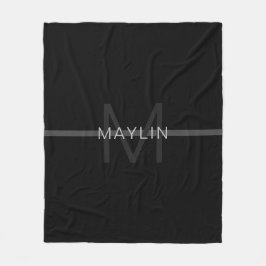 Manta Polar Monograma gris oscuro, nombre y banda geométrica