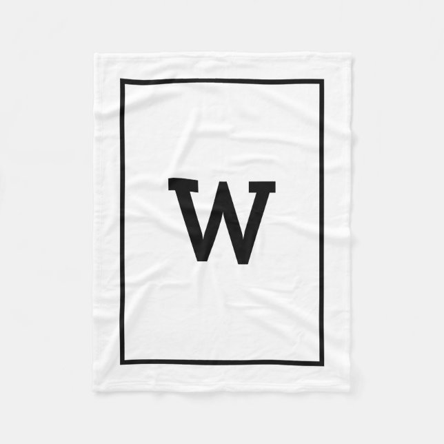 Manta Polar Monograma inicial blanco simple (Anverso)