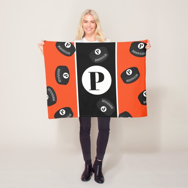 Manta Polar Monograma inicial del nombre de la polla de hockey (In situ)