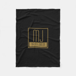 Manta Polar Monograma inicial moderno negro y oro