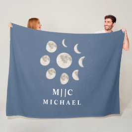 Manta Polar monograma lunar simple y moderno personalizado