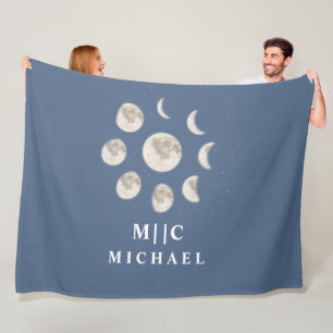 Manta Polar monograma lunar simple y moderno personalizado