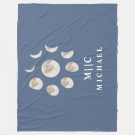 Manta Polar monograma lunar simple y moderno personalizado