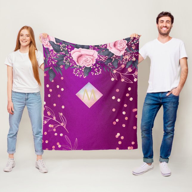 Manta Polar Monograma Magenta Rosegold Purpurina metálico rosa (In situ)