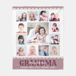 Manta Polar Monograma marrón Collage de fotos Fleece Blanket