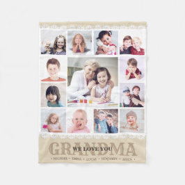 Manta Polar Monograma marrón Collage de fotos Fleece Blanket