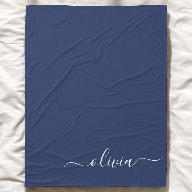 Manta Polar Monograma moderno azul y blanco de la Marina (Subido por el creador)