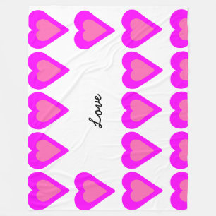 Manta Polar Monograma moderno de amor al corazón magenta y ros