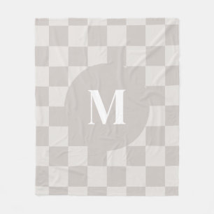 Manta Polar Monograma Moderno de Cuadros Gris Neutral