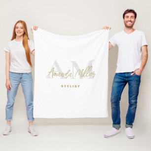 Manta Polar Monograma moderno de oro blanco personalizado con