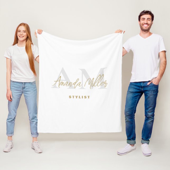 Manta Polar Monograma moderno de oro blanco personalizado con  (In situ)