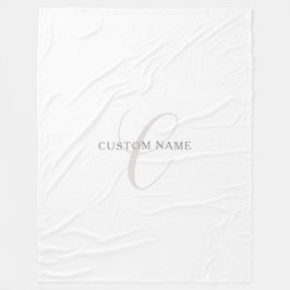 Manta Polar Monograma moderno elegante | Gris y blanco (editab