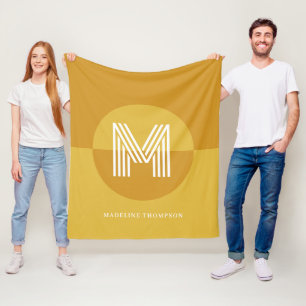 Manta Polar Monograma moderno geométrico amarillo mostaza de m