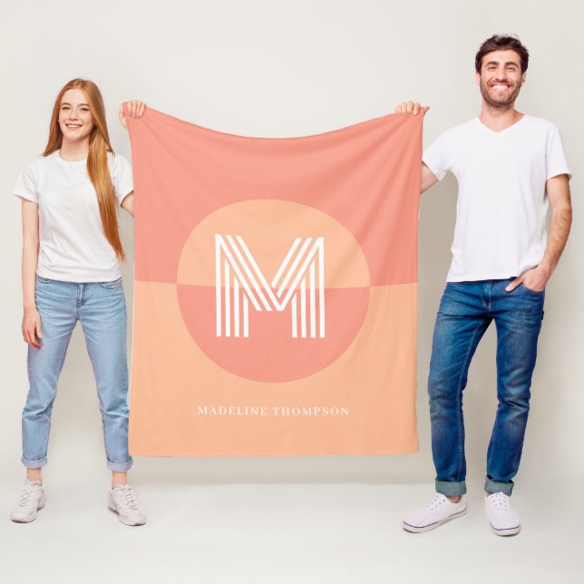 Manta Polar Monograma moderno geométrico rosa de moda (In situ)