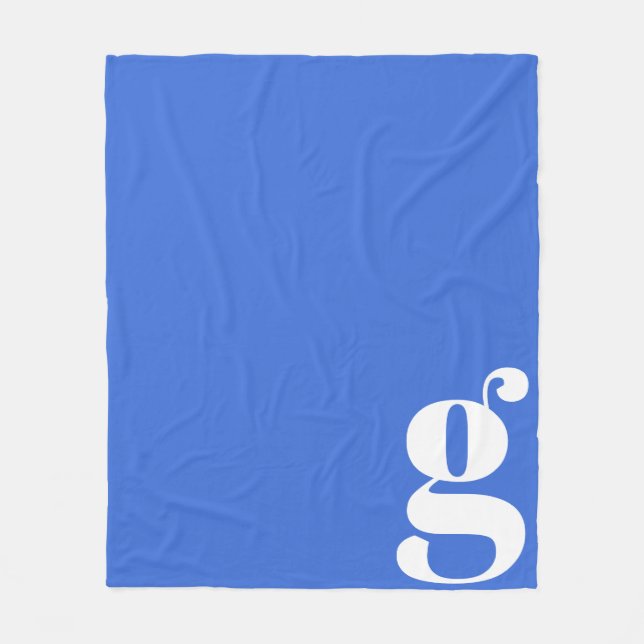 Manta Polar Monograma moderno Letra inicial azul claro lindo (Anverso)