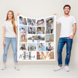 Manta Polar Monograma moderno Nombre 14 Collage de fotos Flech