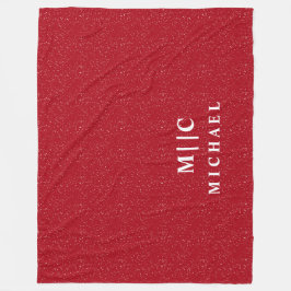 Manta Polar monograma moderno rojizo simple y blanco