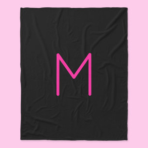 Manta Polar Monograma moderno rosa y negro editable