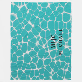 Manta Polar monograma moderno simple azul y blanco personaliza