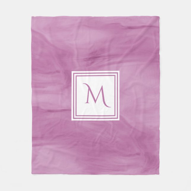 Manta Polar Monograma moderno simple de mármol morado sutil (Anverso)
