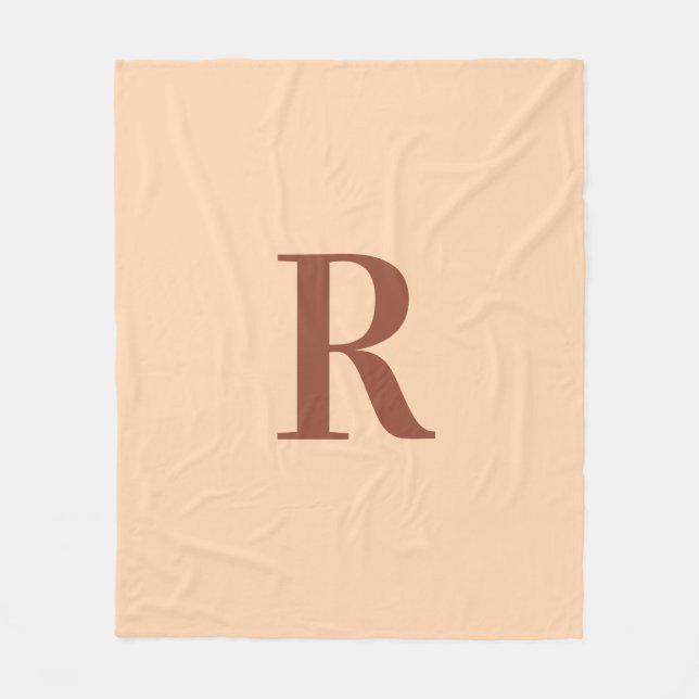 Manta Polar Monograma moderno simple Terracotta Beige (Anverso)