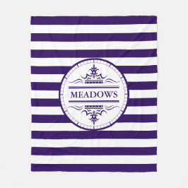 Manta Polar Monograma Nautical Elegant Navy Blue Fleece Blanke