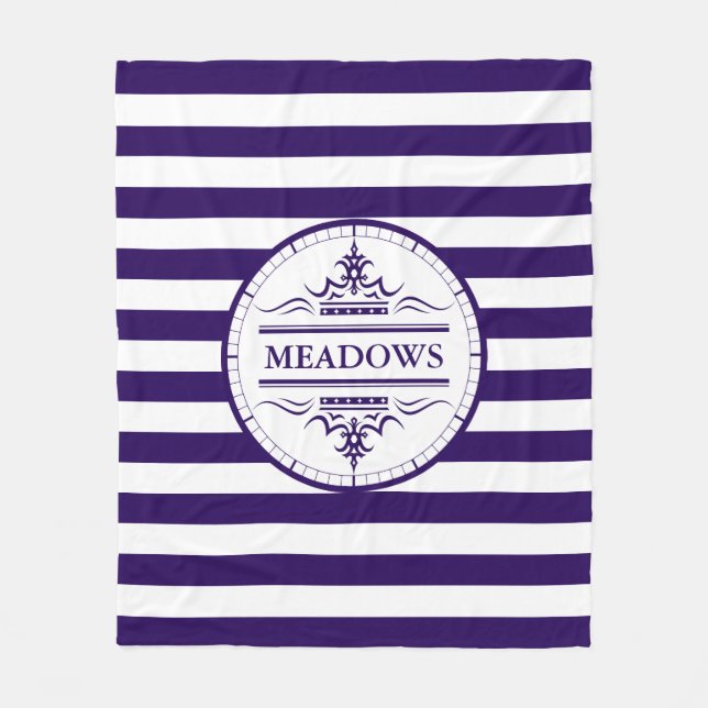 Manta Polar Monograma Nautical Elegant Navy Blue Fleece Blanke (Anverso)