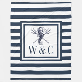 Manta Polar Monograma Naval Banda Azul Caballo Náutico