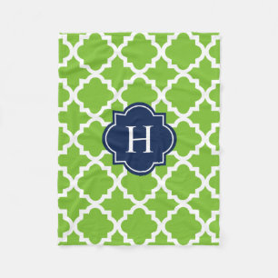 Manta Polar Monograma naval y verde   Fleece Blanket
