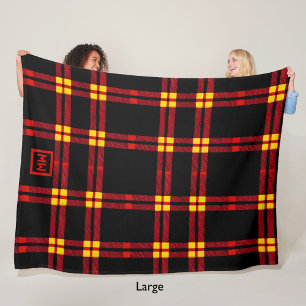 Manta Polar Monograma negrita, negro, rojo, amarillo gránulo
