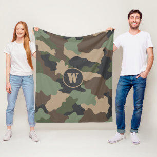 Manta Polar Monograma negro Camo Khaki Green Tan