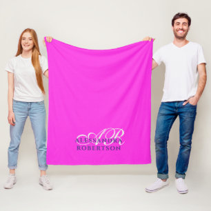 Manta Polar Monograma Neon Rosa Caliente Minimalista Moderna N