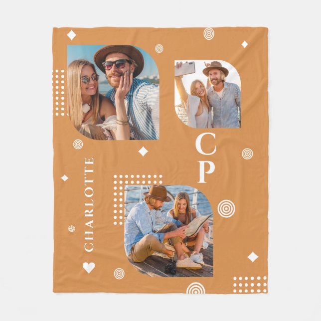 Manta Polar Monograma Nombre 3 Collage de fotos de moda (Anverso)