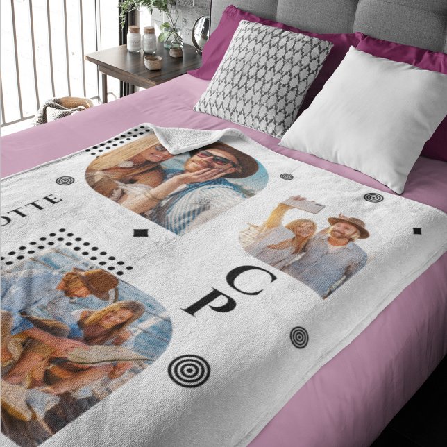 Manta Polar Monograma Nombre 3 Collage de fotos Moderno (Subido por el creador)