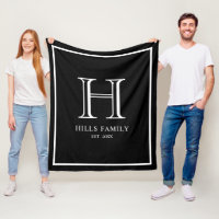 Monograma Nombre de familia en blanco y negro