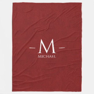 Manta Polar Monograma Nombre Personalizado Cuero marrón rojo g