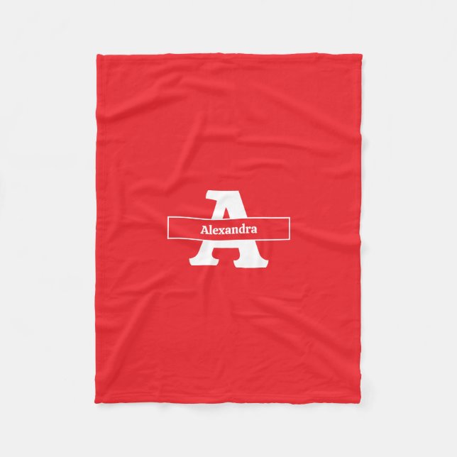 Manta Polar Monograma nombre rojo cama simple y moderno sofá (Anverso)