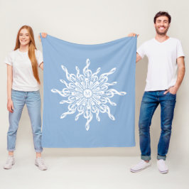 Manta Polar Monograma Ornamental Azul invernal G-Clef Snowflak