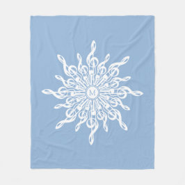 Manta Polar Monograma Ornamental Azul invernal G-Clef Snowflak