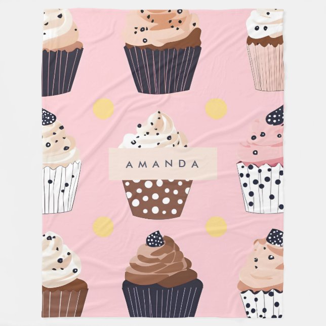 Manta Polar Monograma pastel dulce personalizado (Anverso)