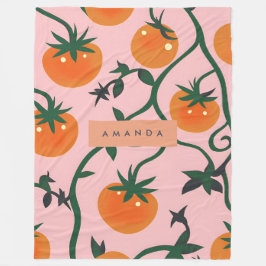 Manta Polar Monograma Patrón de vino de tomate retro personali