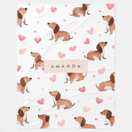 Manta Polar Monograma Perro Cute Dachshund Personalizado