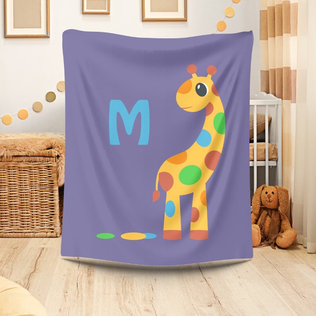 Manta Polar Monograma Personalizado colorido Giraffe (Subido por el creador)
