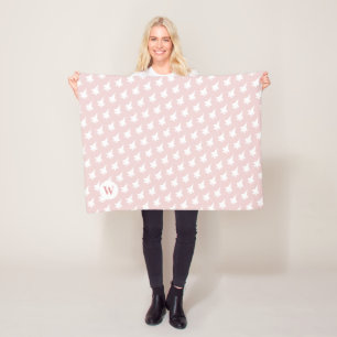 Manta Polar Monograma Personalizado con patrón F-35 Rubor Pink