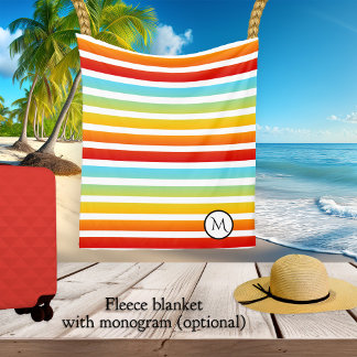 Manta Polar Monograma personalizado con rayas de arcoiris