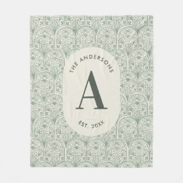 Manta Polar Monograma personalizado de apellido familiar Verde