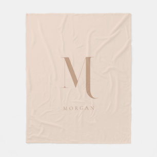 Manta Polar Monograma Personalizado de Beige Moderno