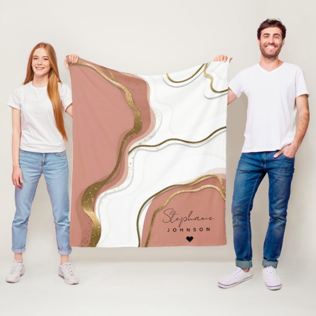 Manta Polar Monograma personalizado de la Agencia de Oro Rosa  (In situ)